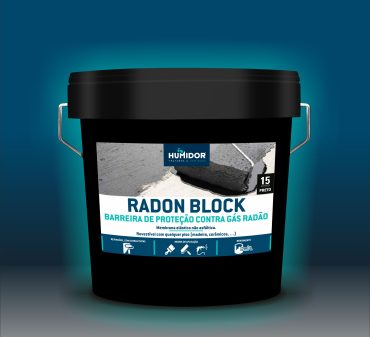 Hunidor Radon Block - Membrana líquida anti-radão - Radon Block é uma tinta impermeabilizante com componentes especiais que limitam a penetração do gás radão proveniente do solo no interior do edifício, com o objetivo de o manter em valores seguros na habitação.